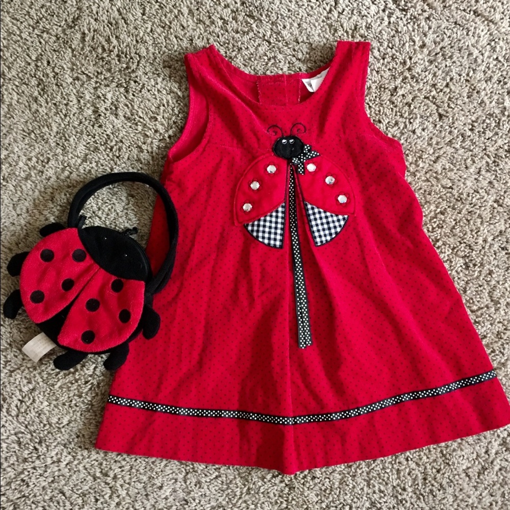 Girls corduroy dress and matching purse! 🐞♥️